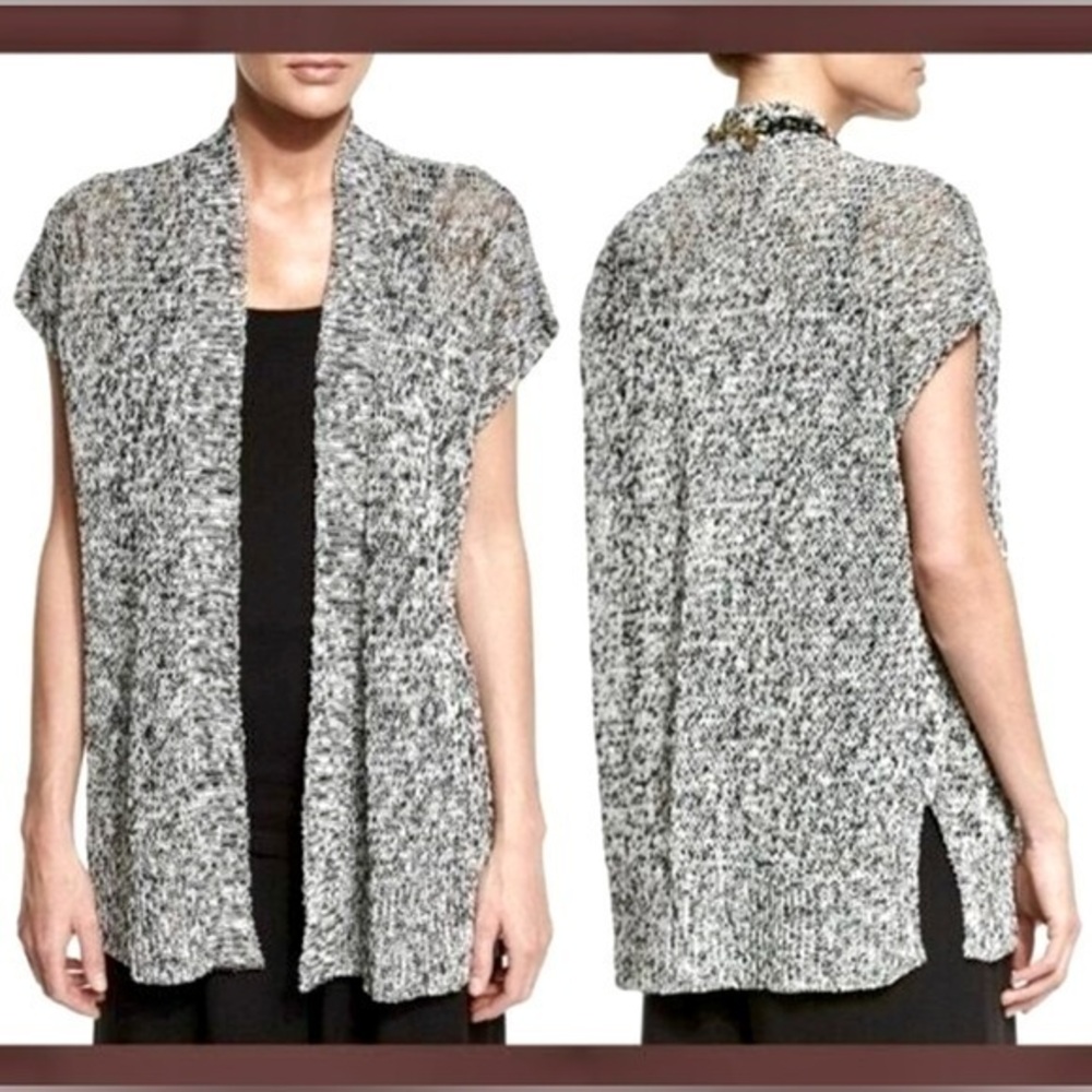 Eileen Fisher Knit Organic Cotton Linen Sleeveless Cardigan Women’s Size Small